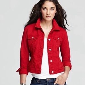 CAbi Red Stretch Denim Lightweight Jean Jacket